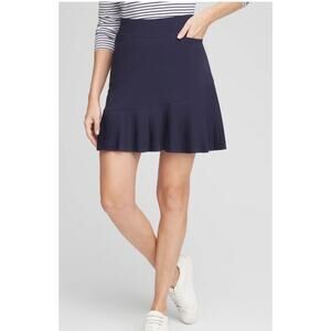 Chico's Pleated Skort Womens 16 Blue Pull On Front Pockets Stretch Tennis Golf